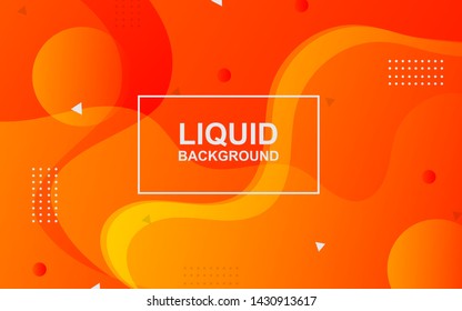 Orange liquid color background. Dinamic textured element design a combination with dots decoration. Gradient light structure modern vector template