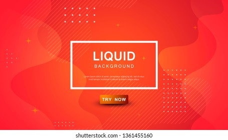 Orange liquid color background. Dynamic textured geometric element design with dots decoration. Modern gradient light vector illustration.