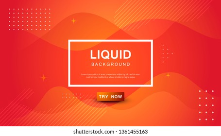 Orange liquid color background. Dynamic textured geometric element design with dots decoration. Modern gradient light vector illustration.