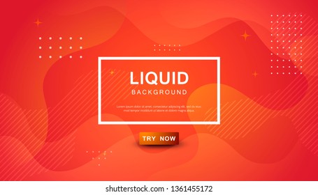 Orange liquid color background. Dynamic textured geometric element design with dots decoration. Modern gradient light vector illustration.