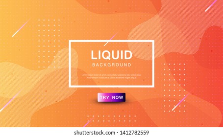 Orange liquid color background. Dynamic textured geometric element design with dots decoration. Modern gradient light vector illustration.