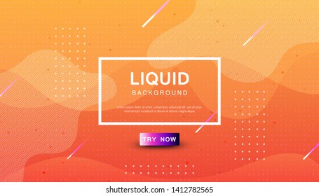 Orange liquid color background. Dynamic textured geometric element design with dots decoration. Modern gradient light vector illustration.