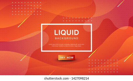 Orange liquid color background. Dynamic textured geometric element design with dots decoration. Modern gradient light vector illustration.