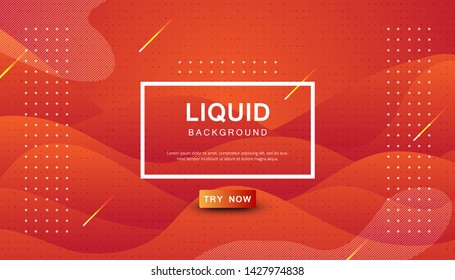 Orange liquid color background. Dynamic textured geometric element design with dots decoration. Modern gradient light vector illustration.