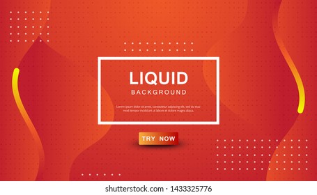 Orange liquid color background. Dynamic textured geometric element design with dots decoration. Modern gradient light vector illustration.