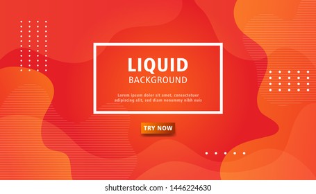 Orange liquid color background. Dynamic textured geometric element design with dots decoration. can be used on posters, banner ,web and any more.