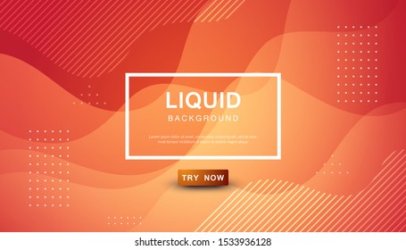 Orange liquid color background. Dynamic textured geometric element design with dots decoration. Modern gradient light vector illustration.