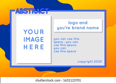 orange liquid color and blue background. dynamic textured geometric elements design with simple frame . can be used on posters,banner,web and any more