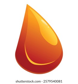 Orange liquid drop falling down with shiny surface