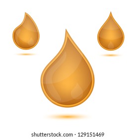 Orange liquid drops icon emblem, vector illustration