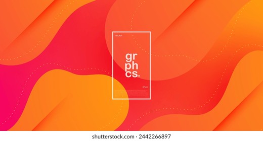 Orange liquid geometric abstract background design. Creative banner design with fluid wave shapes and liquid lines for template. Simple background design. Eps10 vector