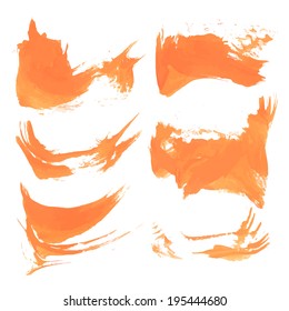 Orange liquid paint strokes on white 1