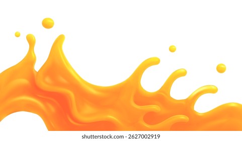 orange liquid splash, orange juice splash isolated on background. 