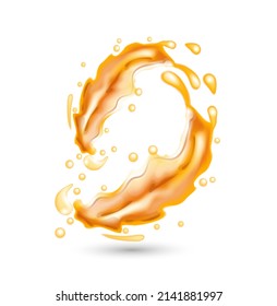 Orange liquid splashes on a white background. Vector illustration 