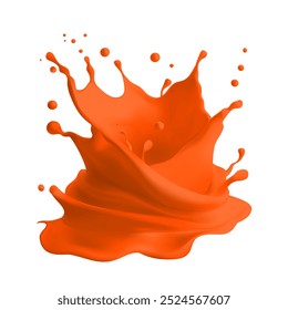 Orange liquid splashing,Orange juice splashes on a white background, Orange juice poster Realistic vector illustration, Mesh gradient wes