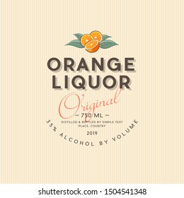 Orange  liquor label. Vintage  packaging with oranges, leaves and letters. Style packaging design.