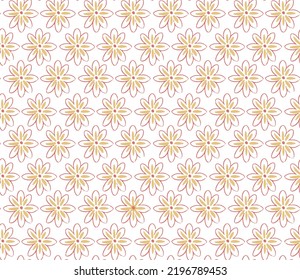 orange little daisy flowers hand drawn messy romantic botanical seamless pattern on white background.