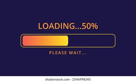 Orange loading bar at 50% for websites and graphic resources.