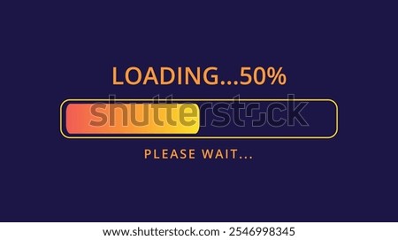 Orange loading bar at 50% for websites and graphic resources.