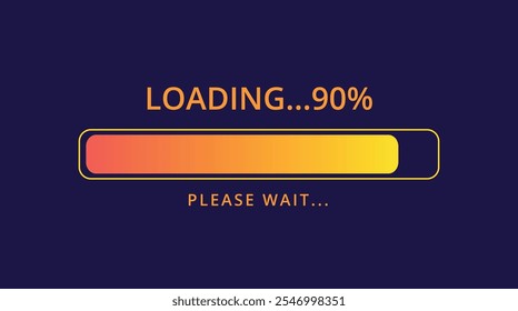 Orange loading bar at 90% for websites and graphic resources.