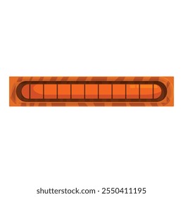 Orange loading or progress bar with a wooden frame, ideal for game ui design