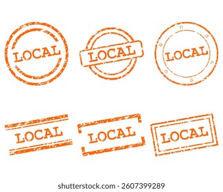 Orange local stamps on white
