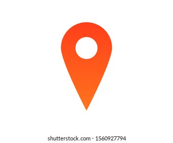 Orange location icon on the map on a white background.