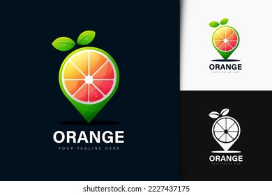 Orange location logo design with gradient