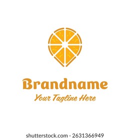 Orange Location Pin Logo, symbolizing freshness, fun, and creativity