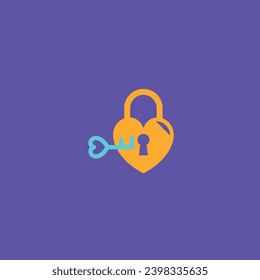orange lock and blue key