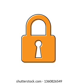 Orange Lock icon isolated on white background. Closed padlock sign. Cyber security concept. Digital data protection. Safety Vector Illustration