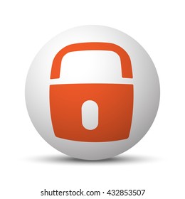 Orange Lock icon on white ball