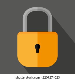 Icono de bloqueo naranja. Padlock, candado. Concepto de seguridad. Ilustración vectorial. Imagen de archivo.