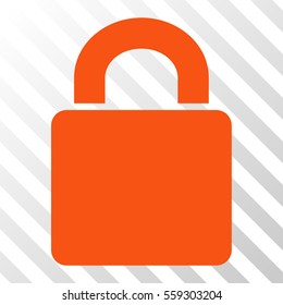 Orange Lock interface pictogram. Vector pictograph style is a flat symbol on diagonal hatch transparent background.