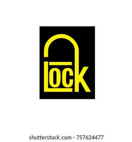 orange Lock Letter logo, black background,
