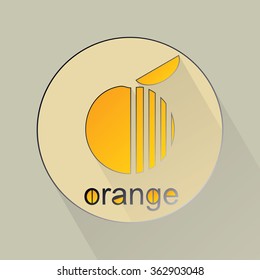 the orange logo chopped orange on button, vector
