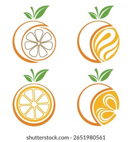 Orange Logo Collection Stylized Fruit Slices Abstract Designs
