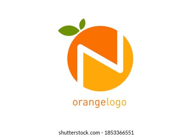 Orange logo design template, letter N