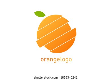 Orange logo design template, sliced fruit illustration