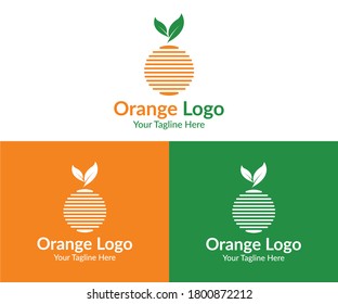 Orange-Logo-Design - Vektorvorlage mit grünem und orangefarbenem Design