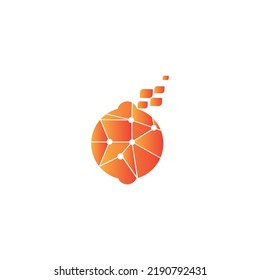 orange logo icon initial A technology illustration