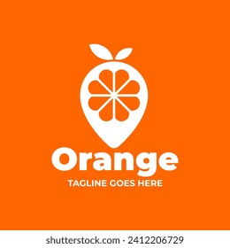 Orange Logo Location Map Vector Design Graphic Art Illustration Premium