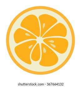 Orange logo. Logotype for citrus company. Refreshing yummy tropical summer fruit. Cocktail ingredient. Vector design illustration