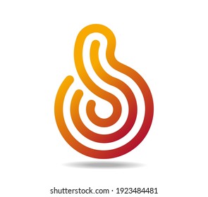 Orange logo in shape of a letter Q or question mark made of three lines