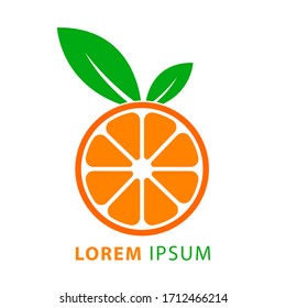 Orange logo template vector fruit icon design. slice orange fruit.