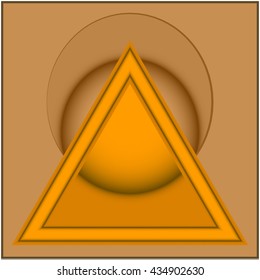 orange logo of a triangle and a sphere in the center, gray background