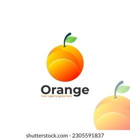 Orange Logo Vector Design with Elegant Gradation Style, Fruit logo, juice, nature, fresh