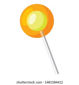 Orange lollipop icon. Cartoon of orange lollipop vector icon for web design isolated on white background