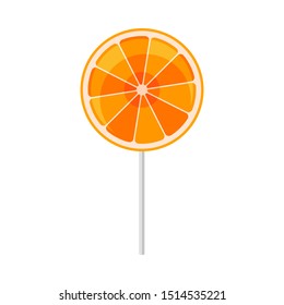 Orange lollipop. Vector illustration on a white background.