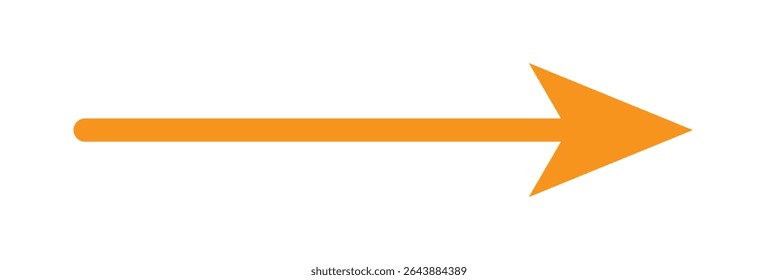 Orange long arrow icon isolated on white background. Long arrow vector, icon. Red and orange horizontal arrow. Straight